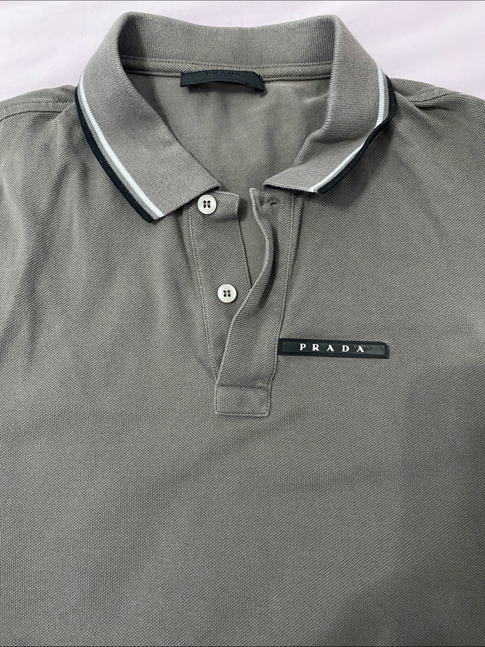 Prada Men's Grey Short-Sleeve Polo Authentic Size Large - Picture 2 of 7